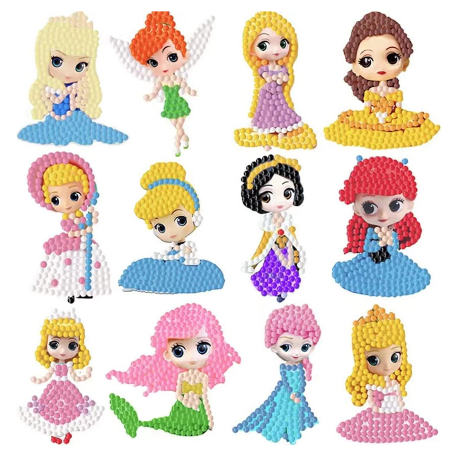 Kit Stickers pintura con diamantes -Princesas kit grande-1