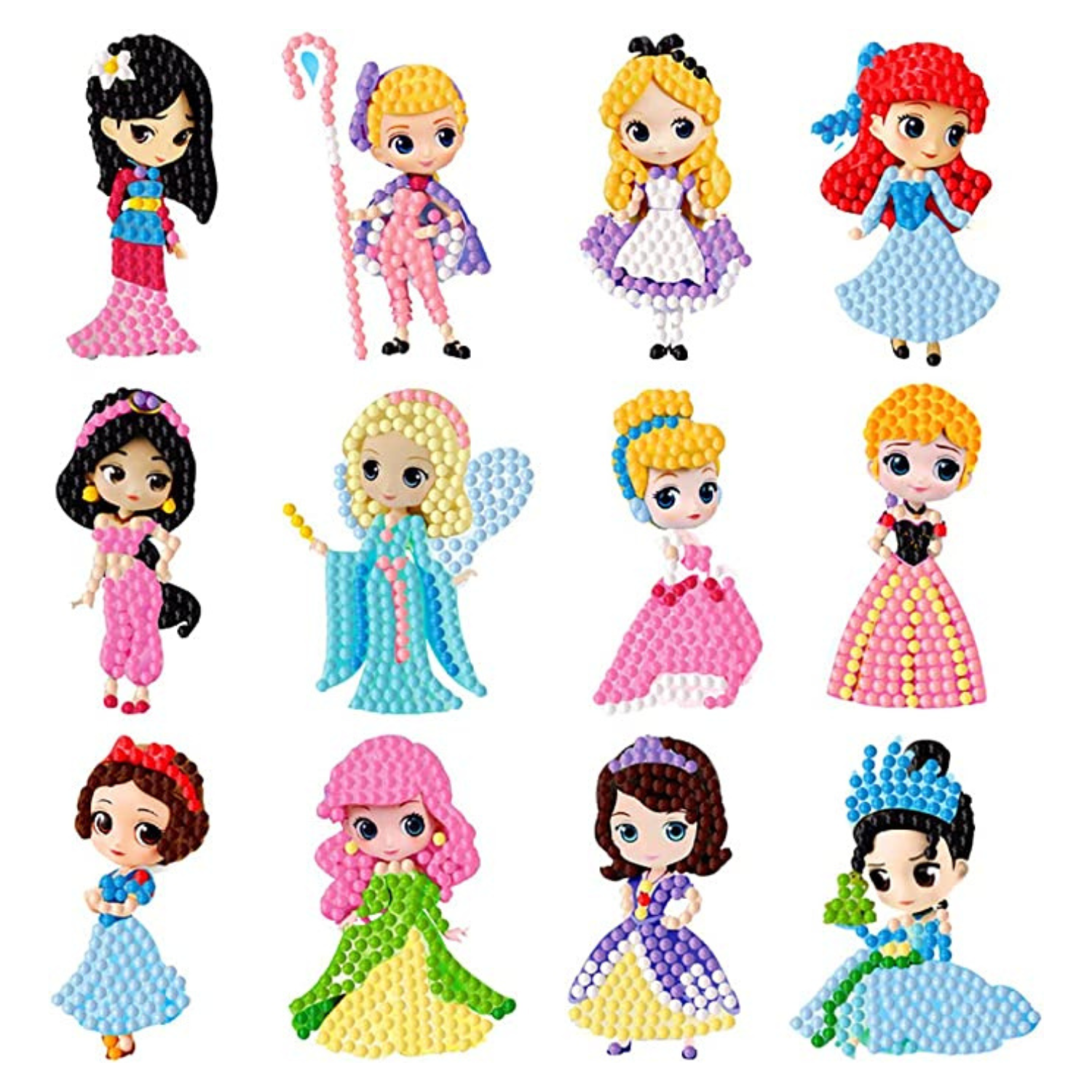Kit Stickers pintura con diamantes -Princesas kit grande-2