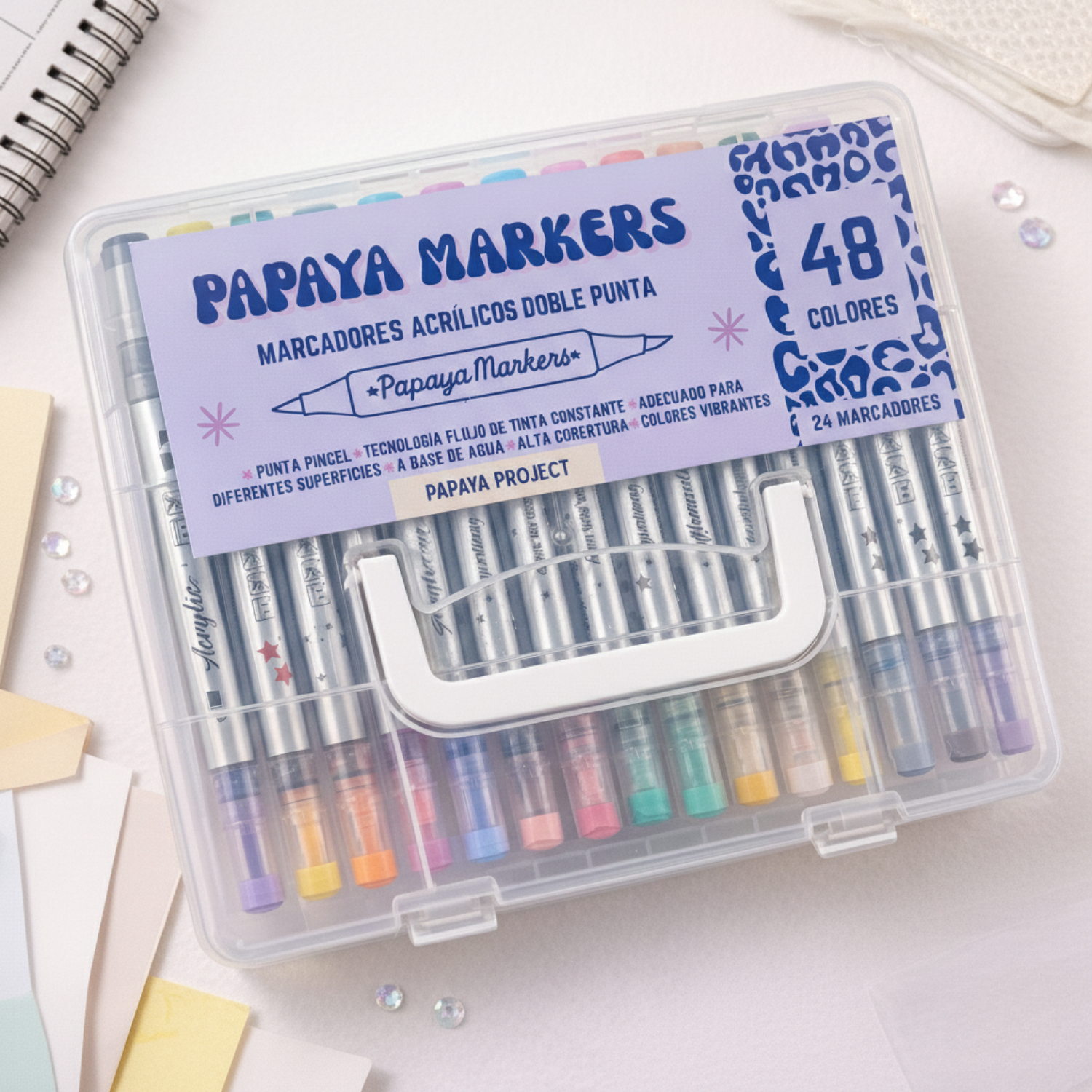 PACK LIBRO PARA PINTAR POR NÚMEROS 20 LUGARES MÁGIGOS + 24 MARCADORES ACRÍLICOS DOBLEPUNTA (48 COLOR-3