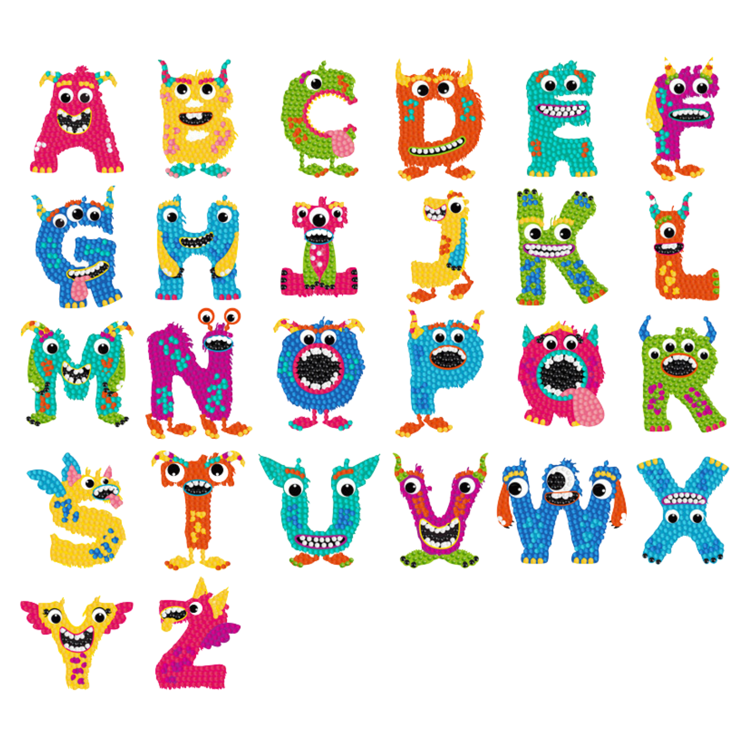 Kit Stickers pintura con diamantes - Abecedario-0