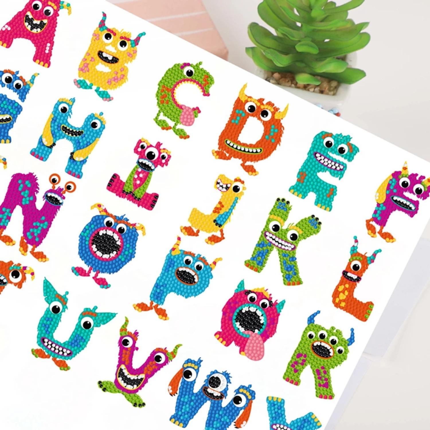 Kit Stickers pintura con diamantes - Abecedario-1