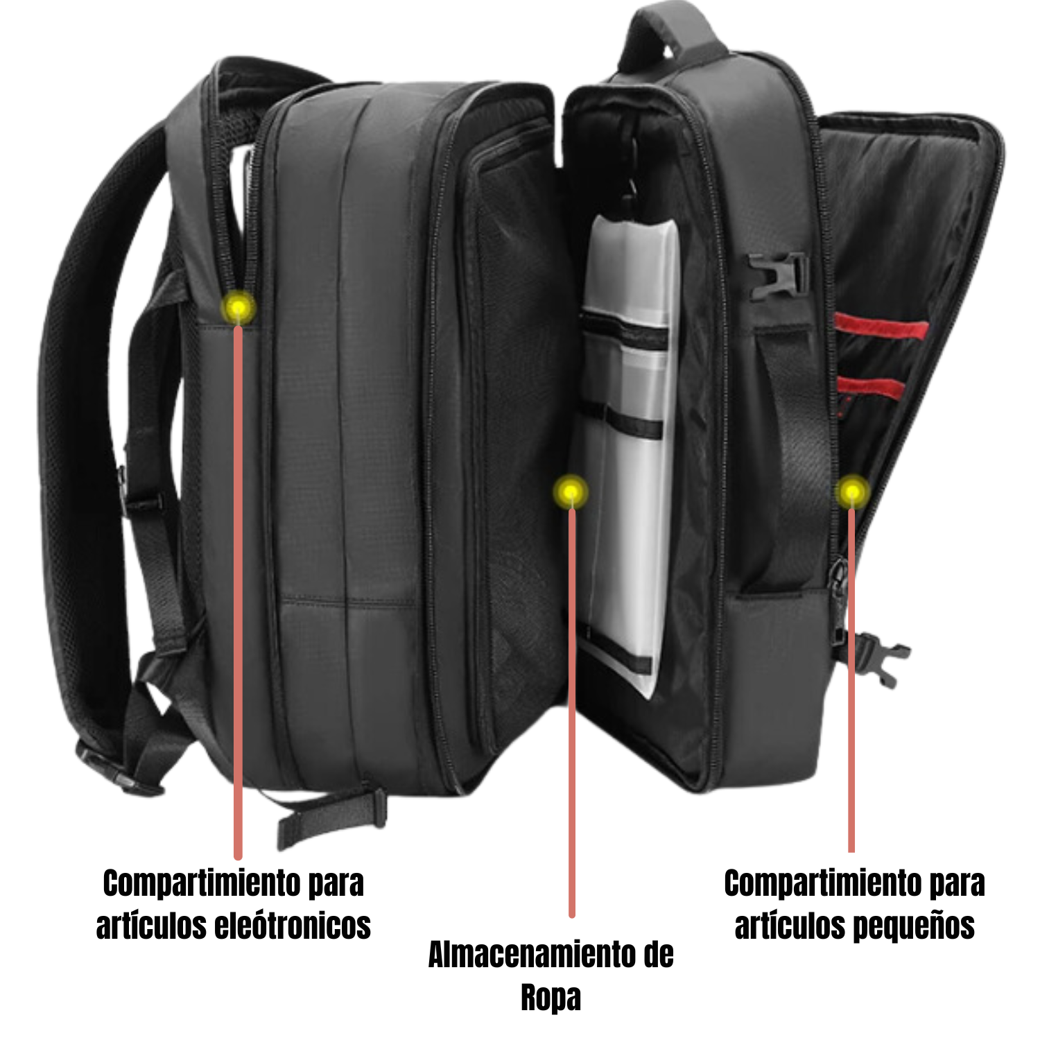 Mochila Back Pack Expandible Para Viaje en Avión-1