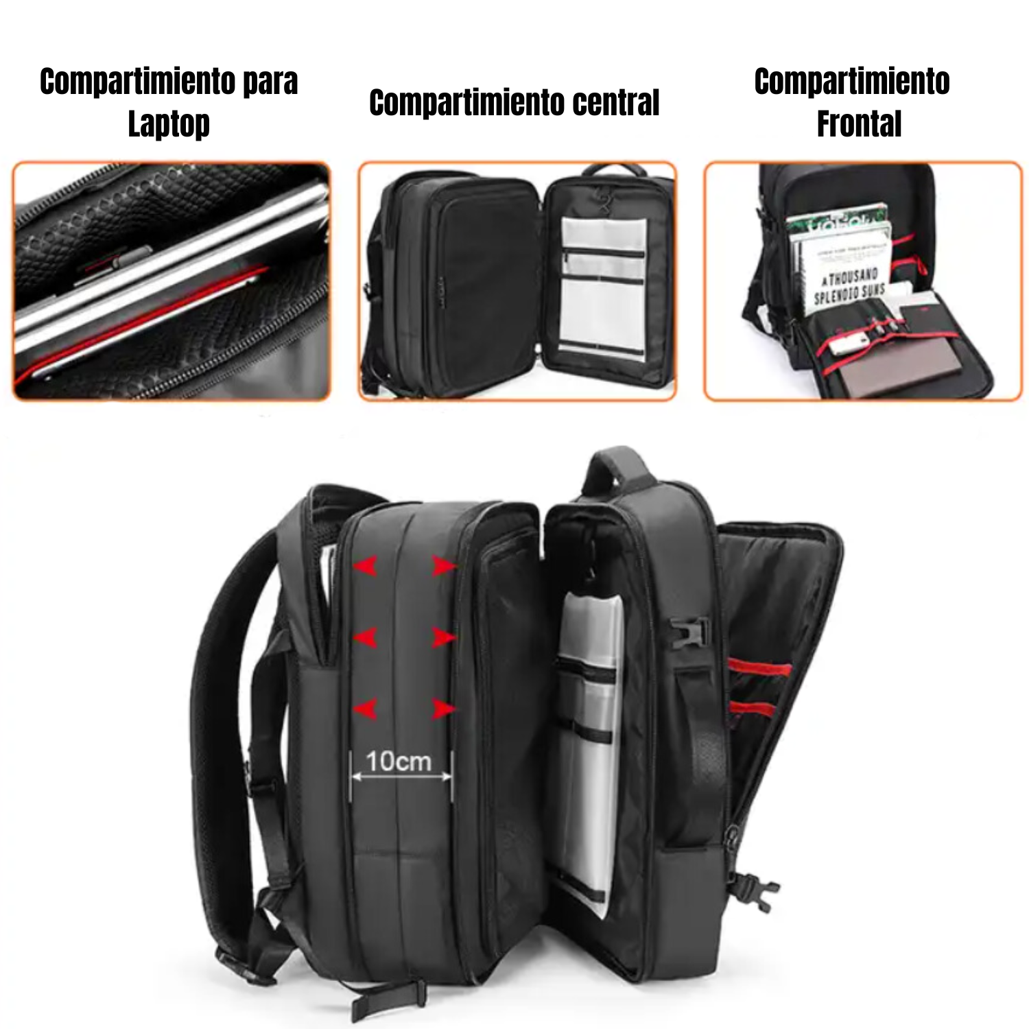 Mochila Back Pack Expandible Para Viaje en Avión-2