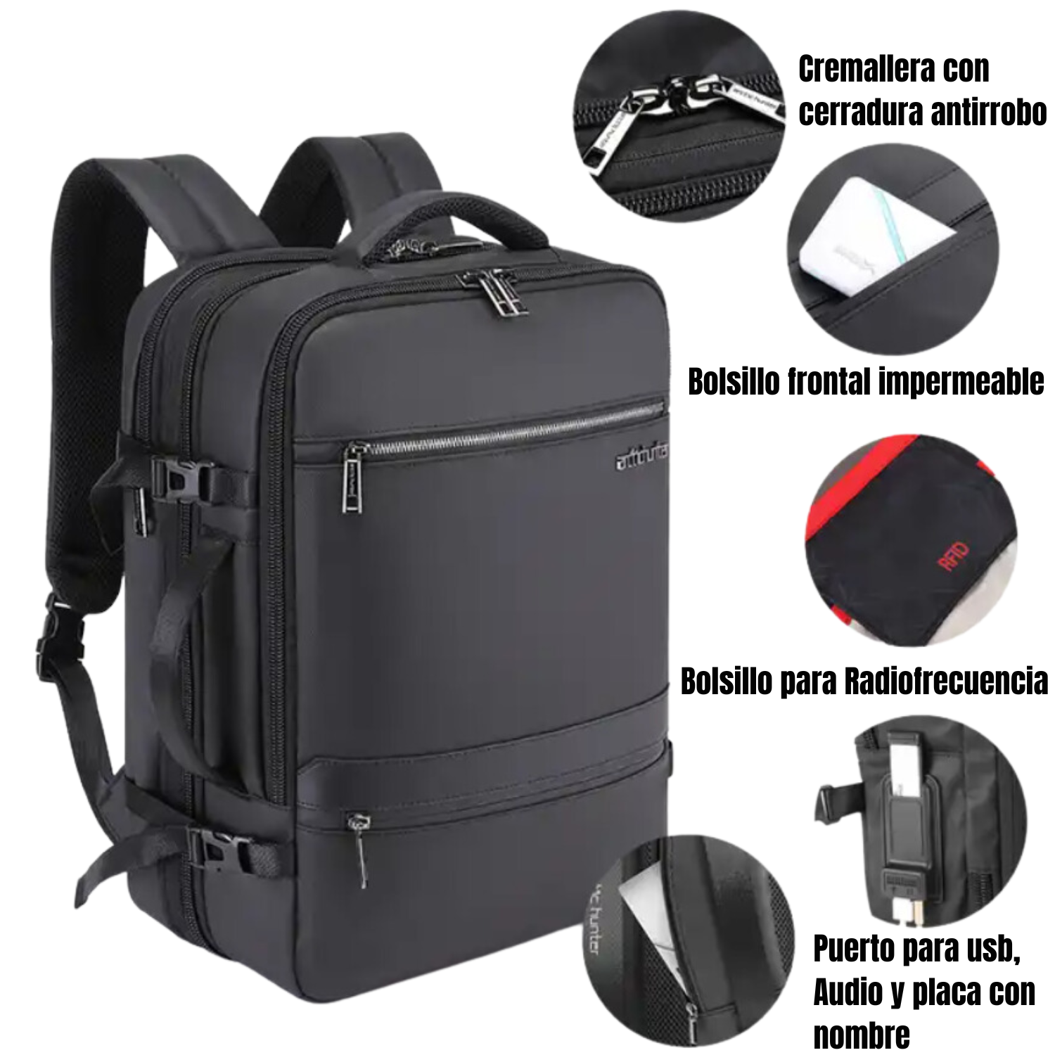 Mochila Back Pack Expandible Para Viaje en Avión-3