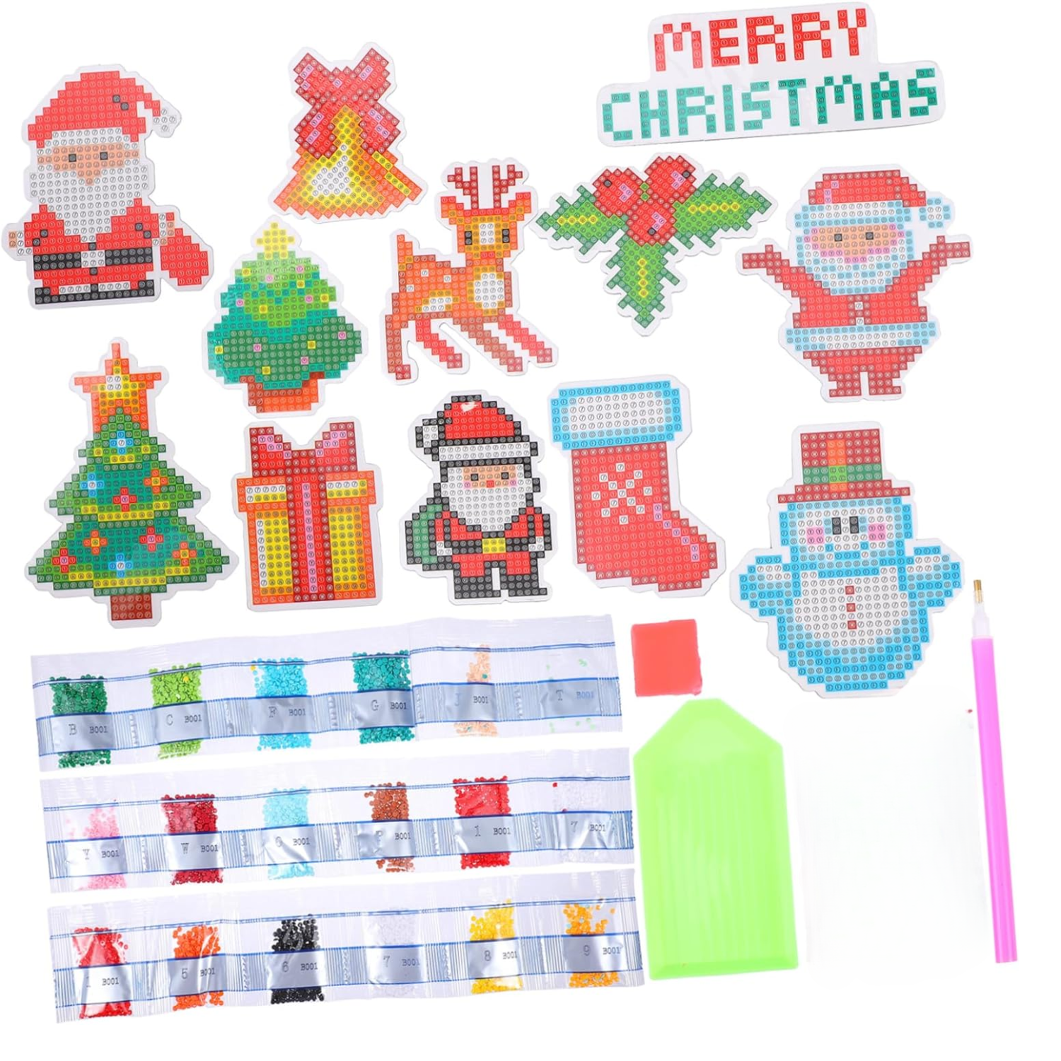 Imán de pintura con diamantes Navidad-0