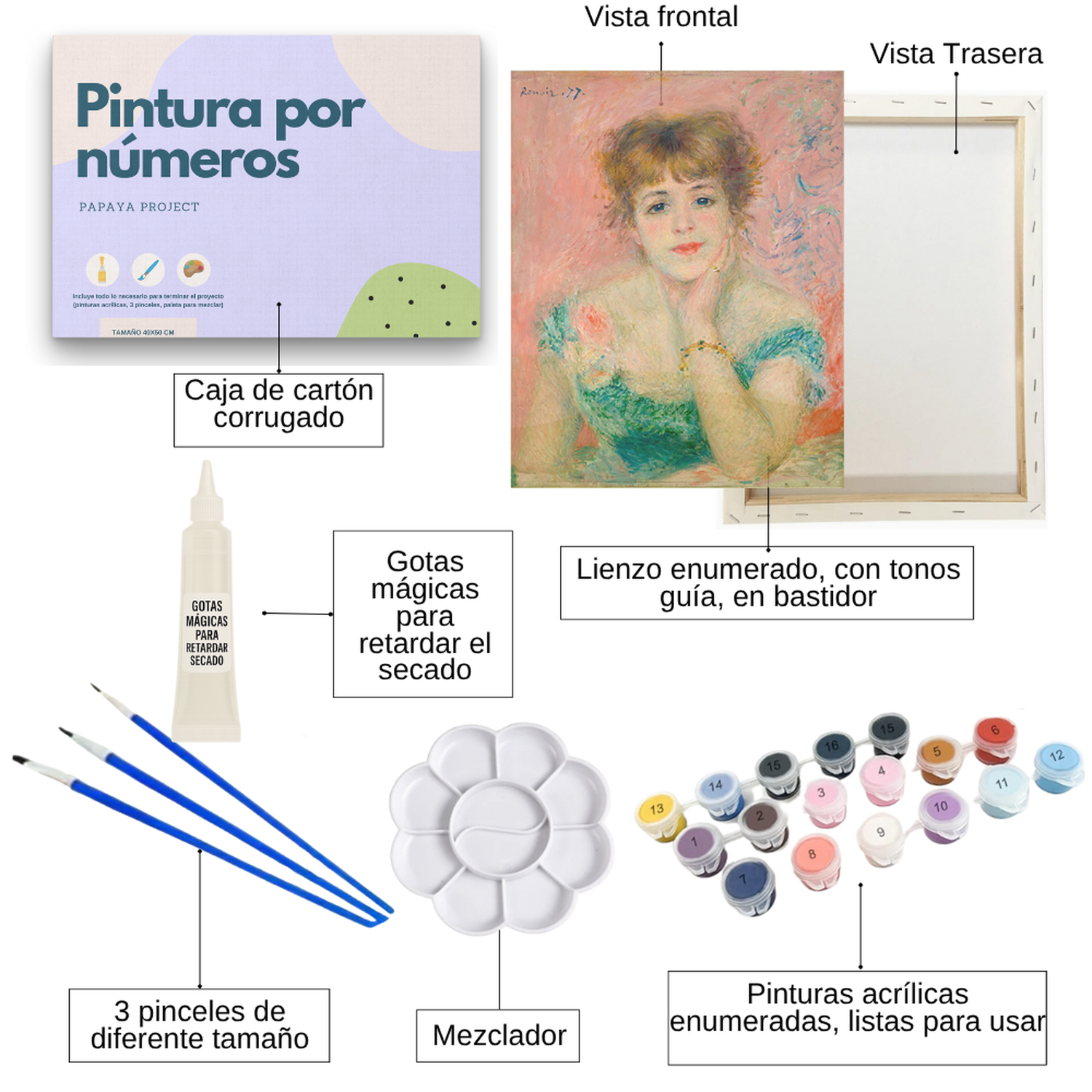 Pintura con números en bastidor 25X35 - Jeanne Samary - Painting by numbers-1