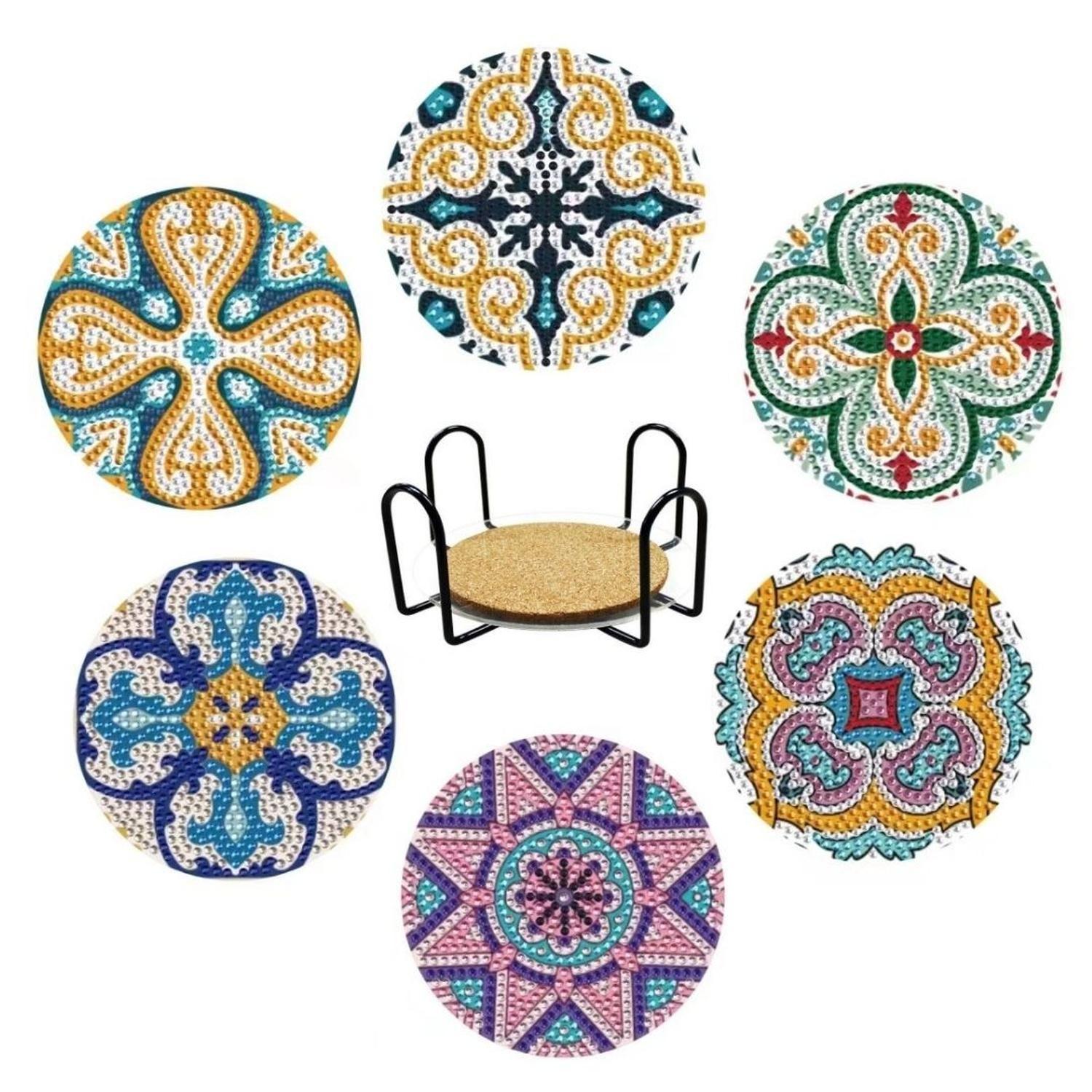 Posavasos pintura con diamante - Azulejos Redondos-0
