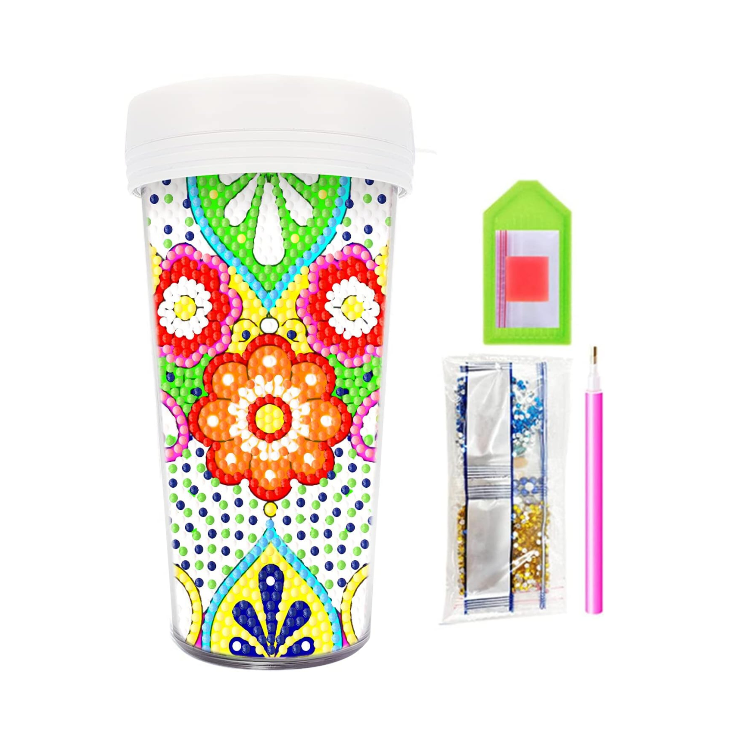 Vaso Pintura con Diamantes - Flores Talavera-1