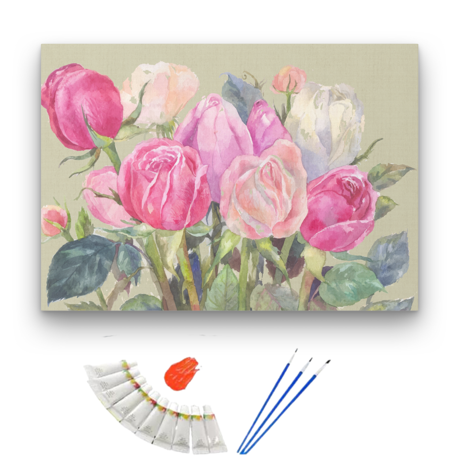 Pintura por números 25x35cm en bastidor Ramo de flores - Painting by number-1