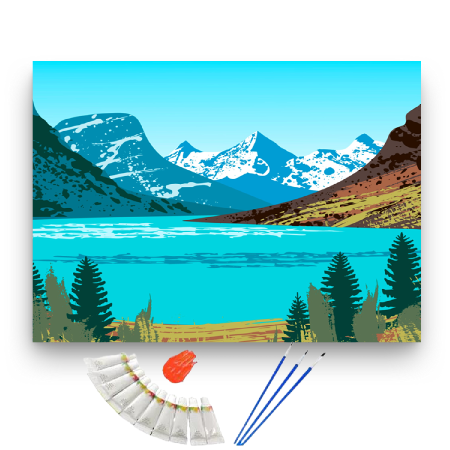 Pintura por números 25x35cm en bastidor paisaje nevado - Painting by number-1