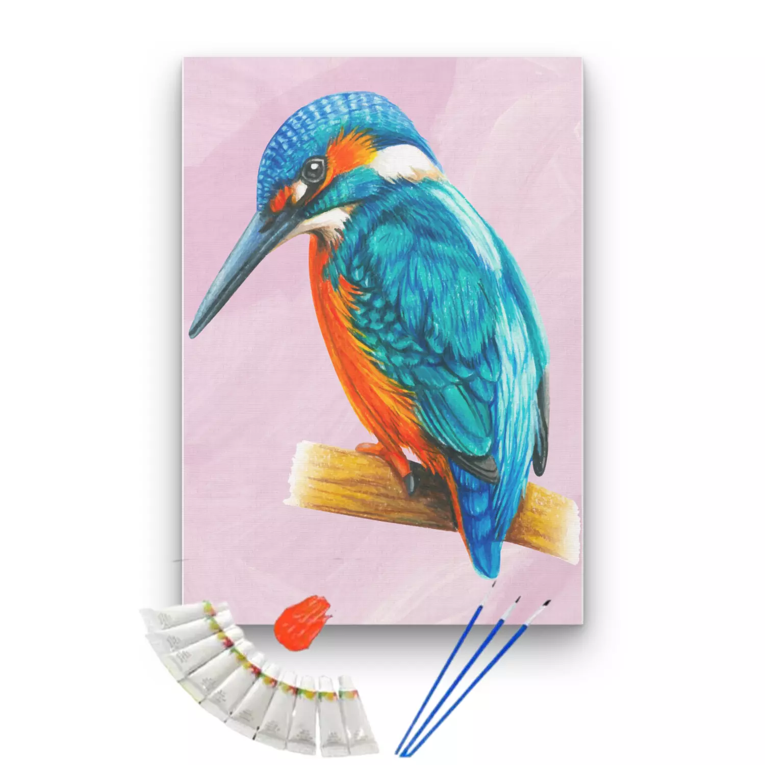 Pintura por números 25x35cm en bastidor Pájaro Azul - Painting by number-1