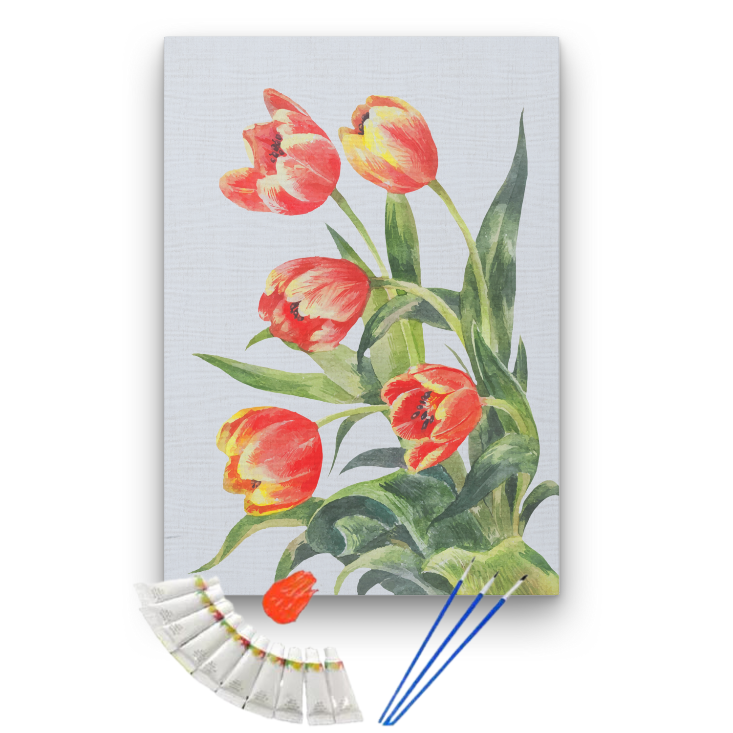 Pintura por números 25x35cm en bastidor Flores Rojas - Painting by number-1