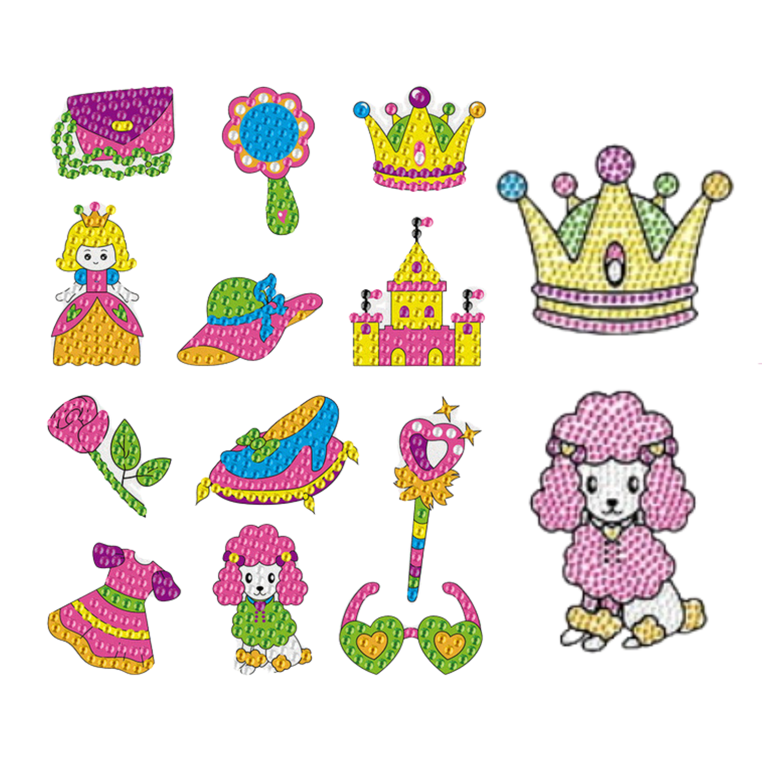Kit Stickers pintura con diamantes - Perrita princesa-0