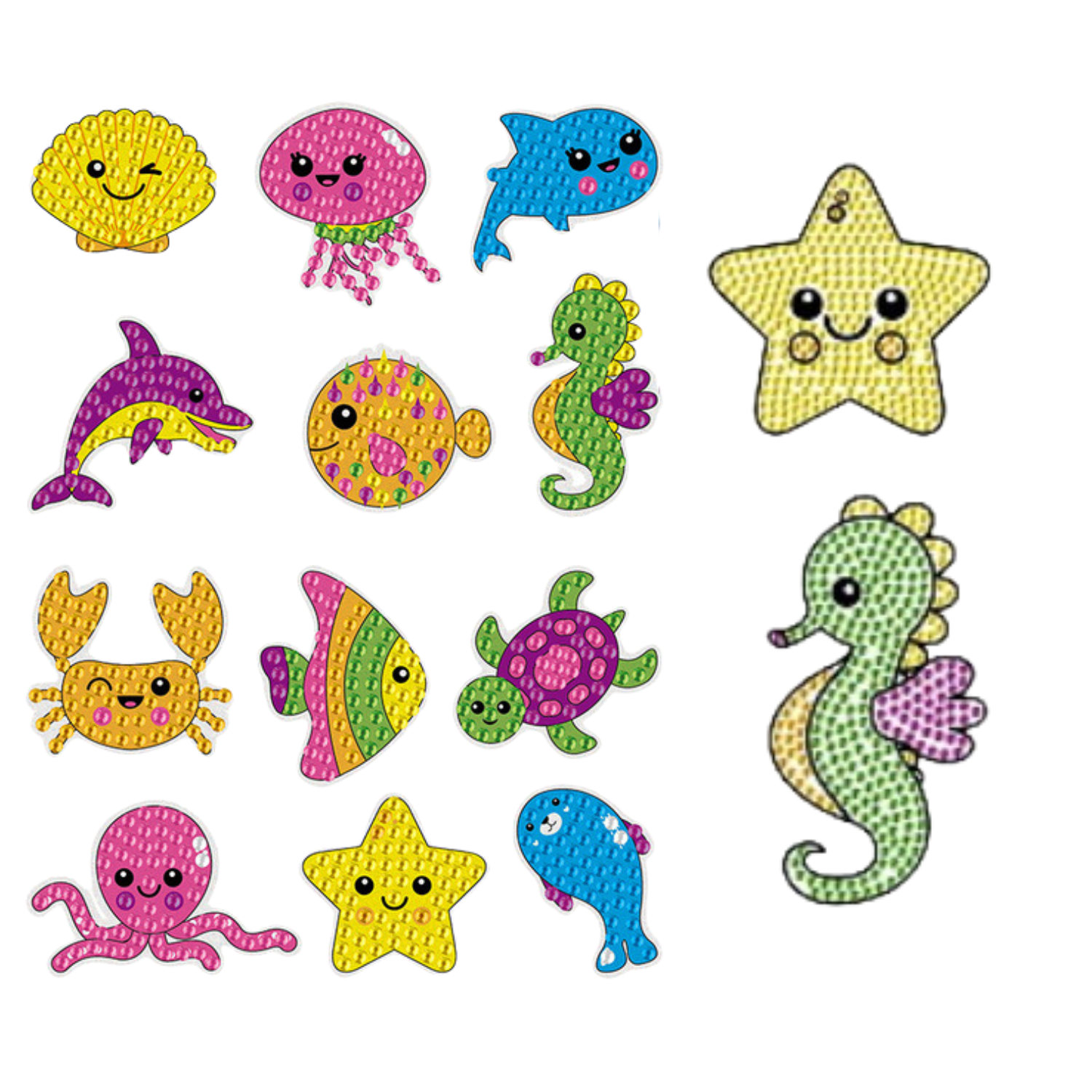 Kit Stickers pintura con diamantes - Mundo marino II-0