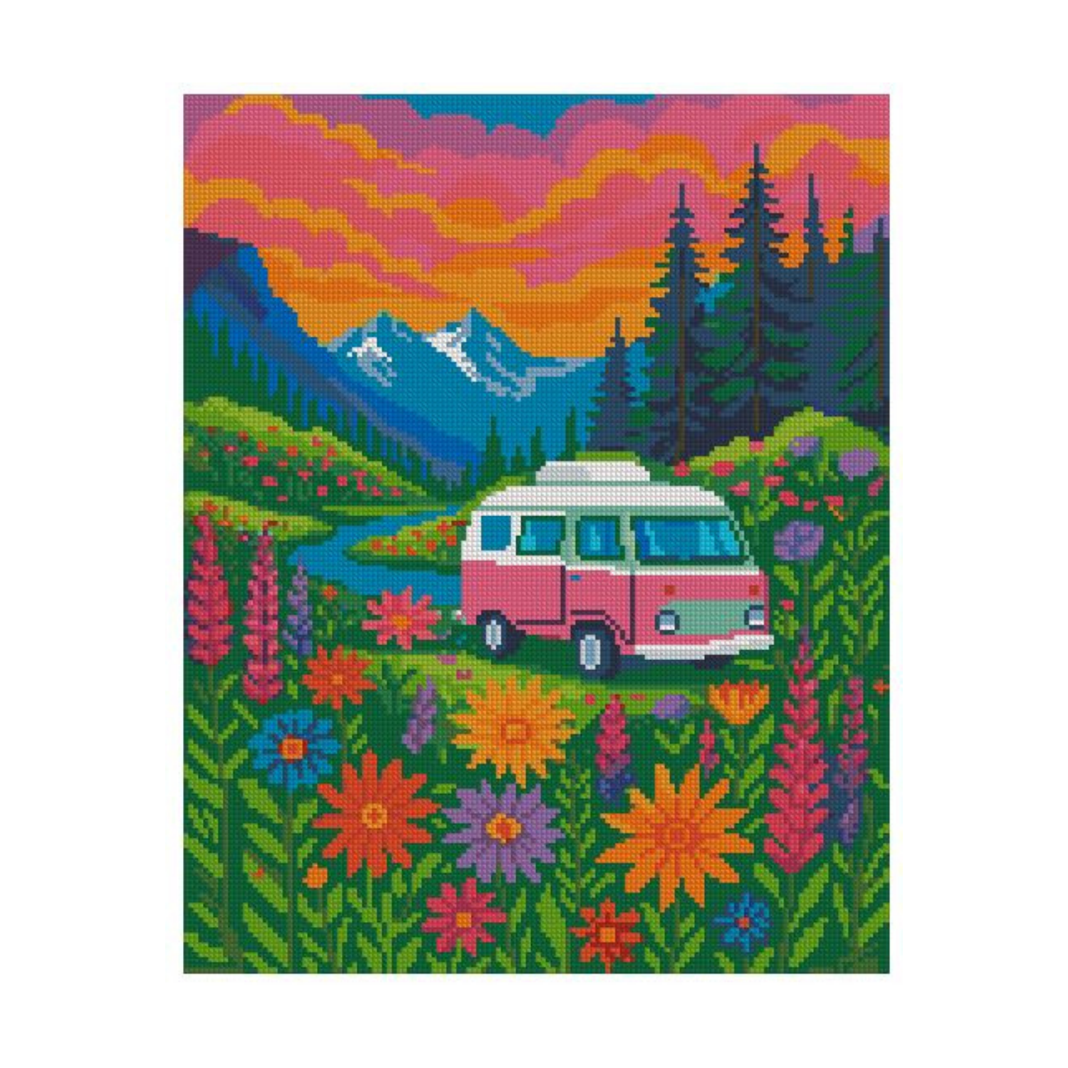 Pintura Con Diamantes Con Bastidor 40x50cm - Diamond Painting - Paisaje Combi-2