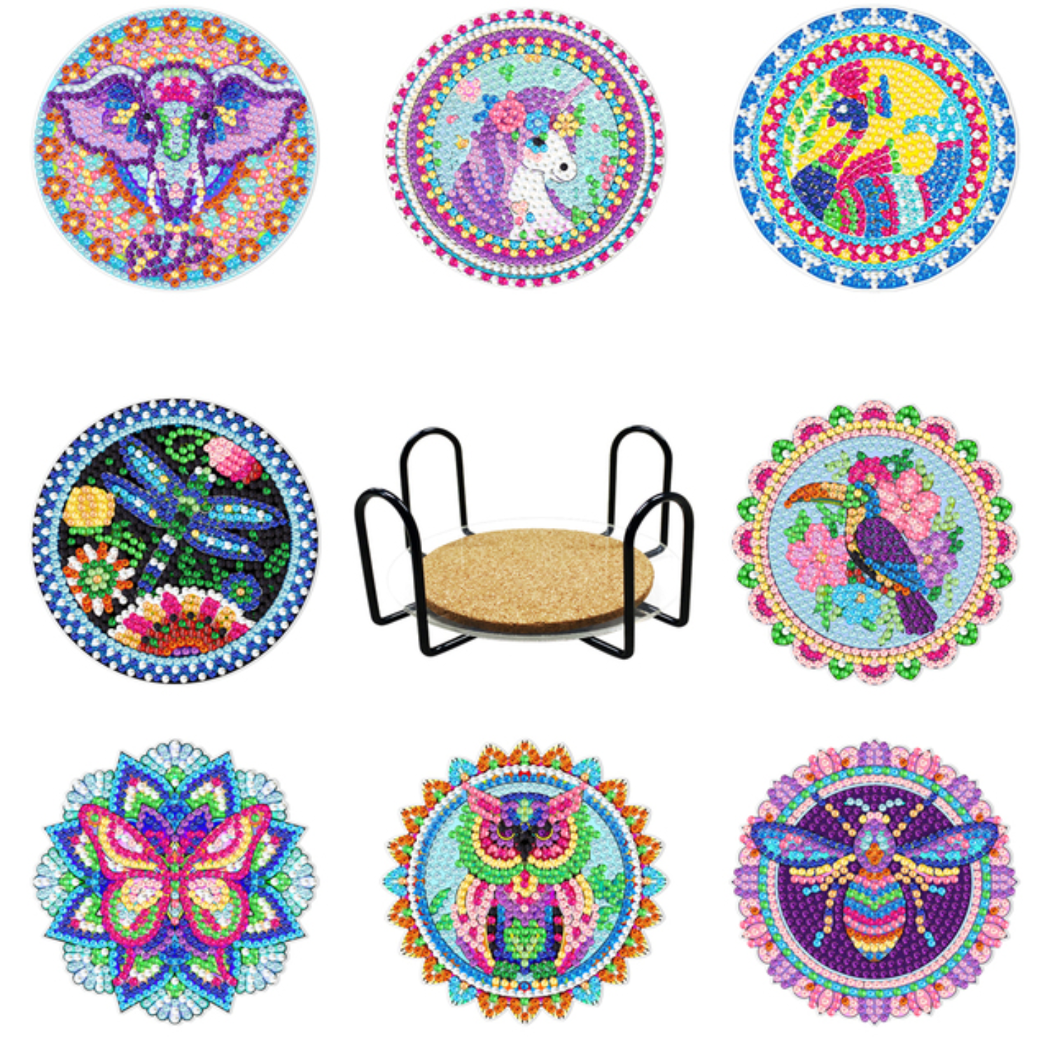 Portavasos Pintura con Diamantes - Animales II-0