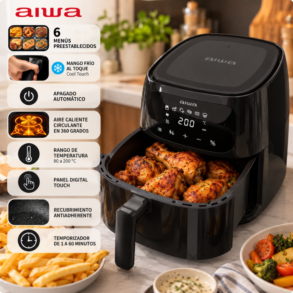 Freidora de Aire AIWA AWFK60 6L Digital 1300W-6