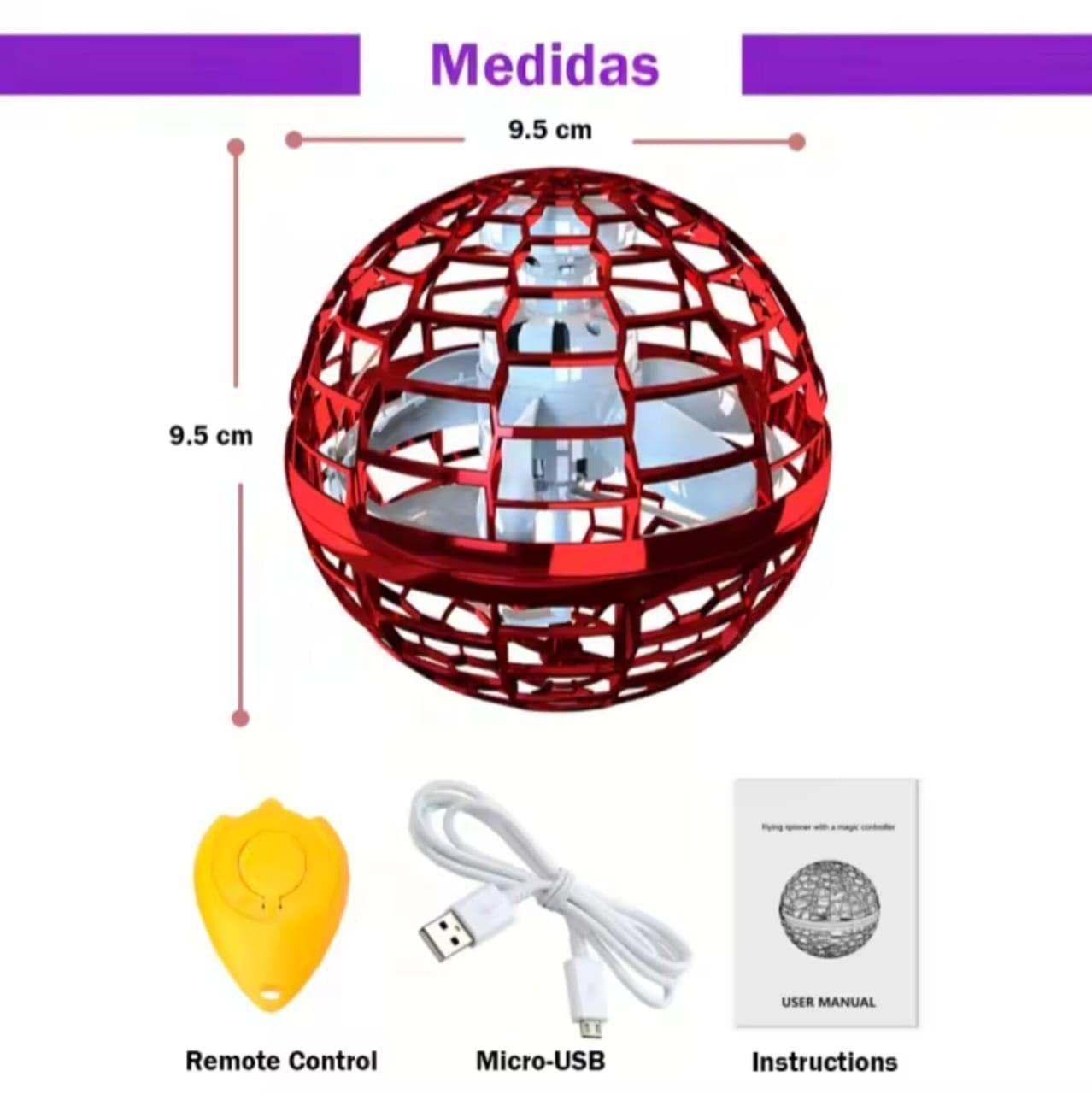 Bola Voladora Luminosa Con Control Remoto Y Luces Led Roja-2