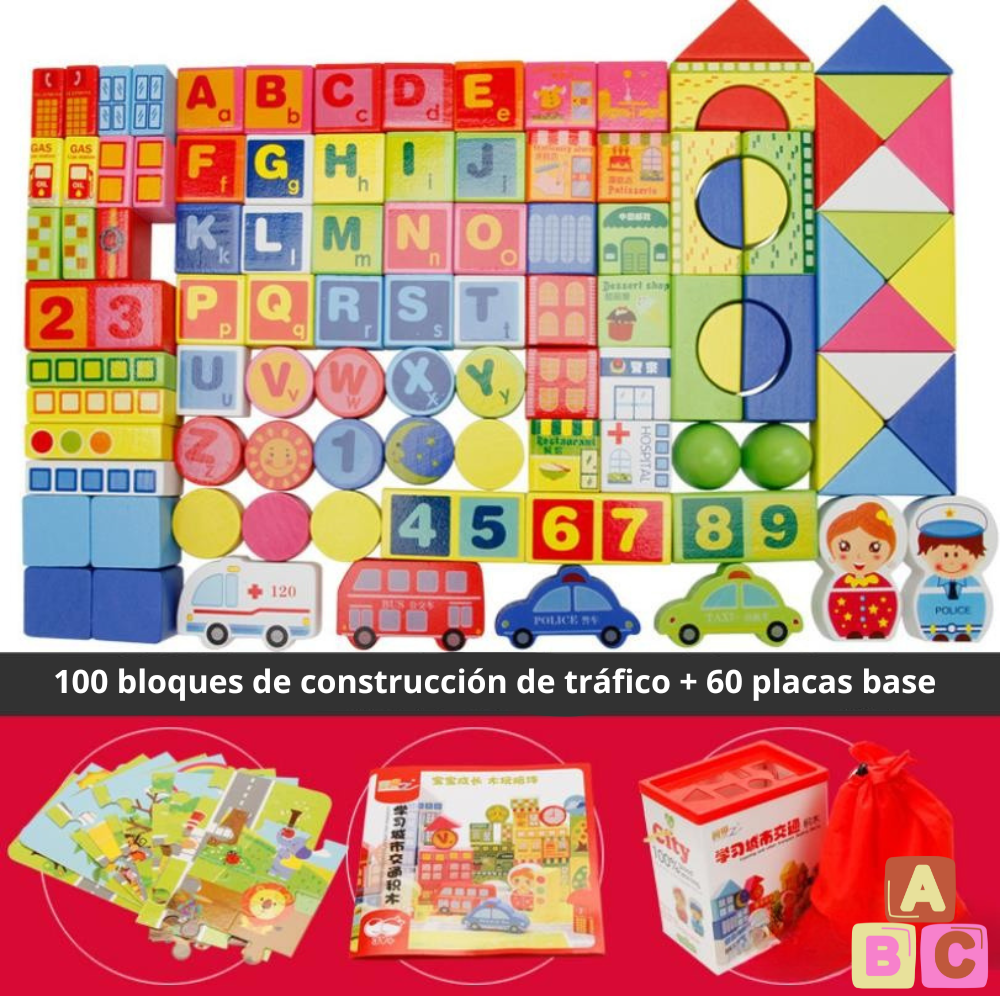 Set de Bloques de Construcci n Ciudad de Madera Montessori-5