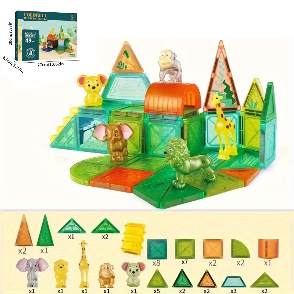 Set de Bloques Magnéticos con Animales de la Selva – 48 Pcs-5
