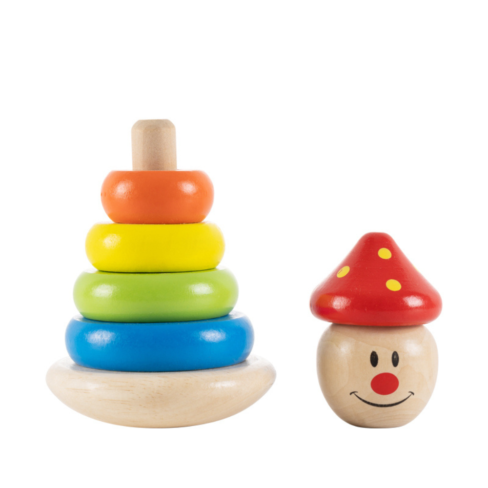 Payaso Apilable de Madera Juguete Educativo para Bebés-2