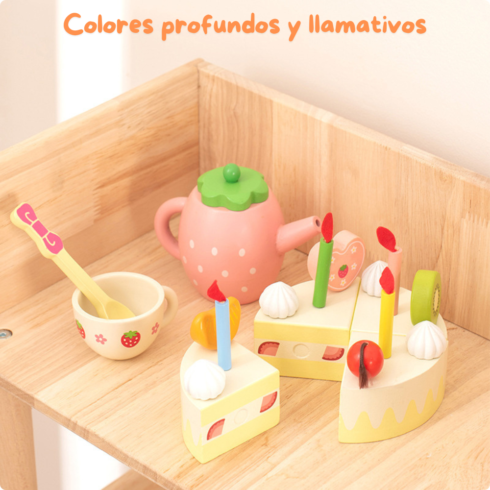 Set de Postres de Madera Juego de Té y Repostería para Niños-2