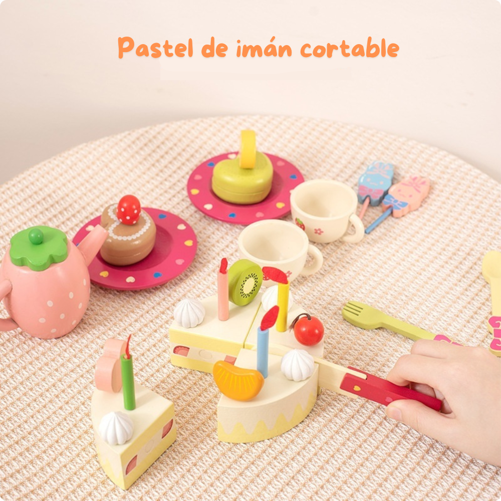 Set de Postres de Madera Juego de Té y Repostería para Niños-3