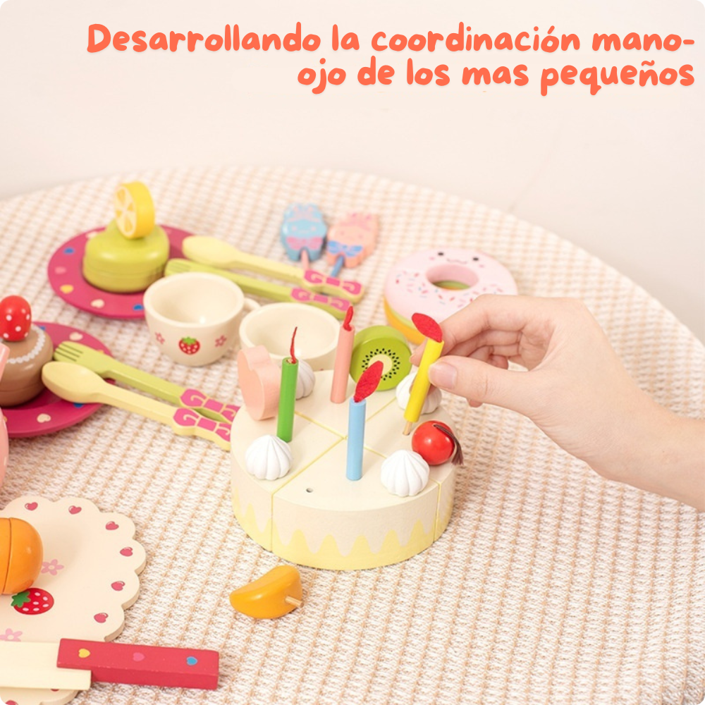 Set de Postres de Madera Juego de Té y Repostería para Niños-4