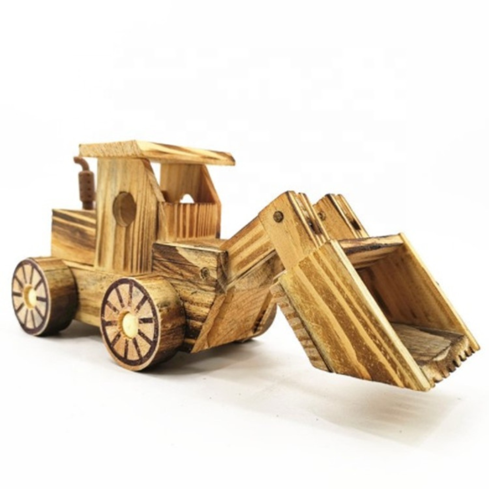 Excavadora de Madera Juguete Artesanal con Pala Móvil-2