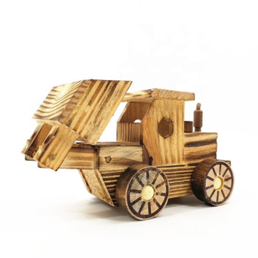 Excavadora de Madera Juguete Artesanal con Pala Móvil-3