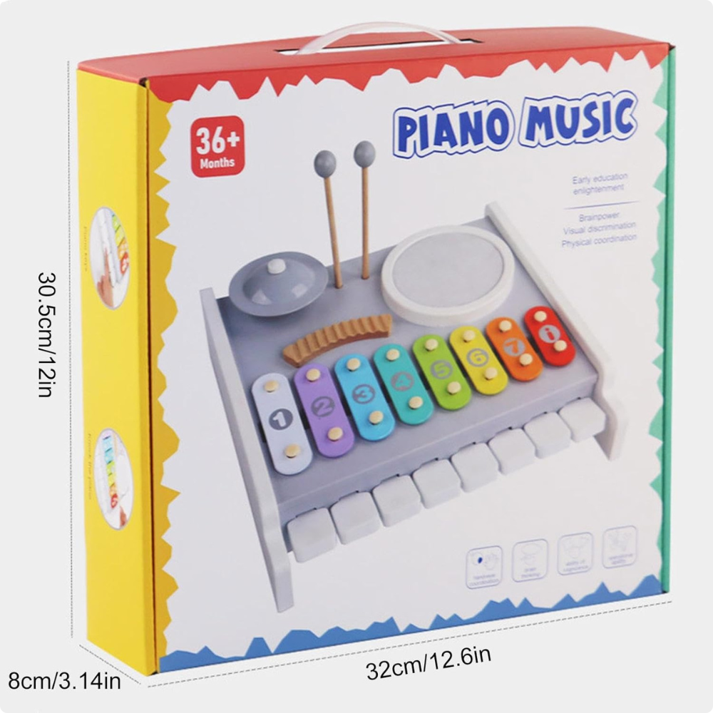 Instrumento Musical de Madera para Ni os Xil fono 3 en 1-8