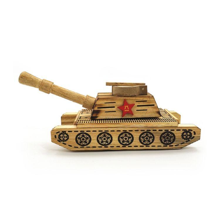 Tanque de Guerra de Madera Juguete Artesanal Decorativo-2