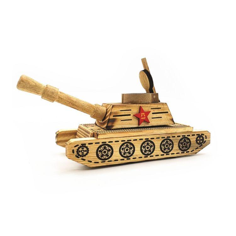 Tanque de Guerra de Madera Juguete Artesanal Decorativo-3