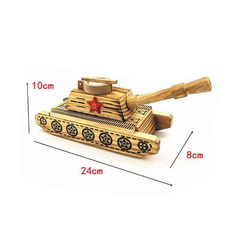 Tanque de Guerra de Madera Juguete Artesanal Decorativo-4