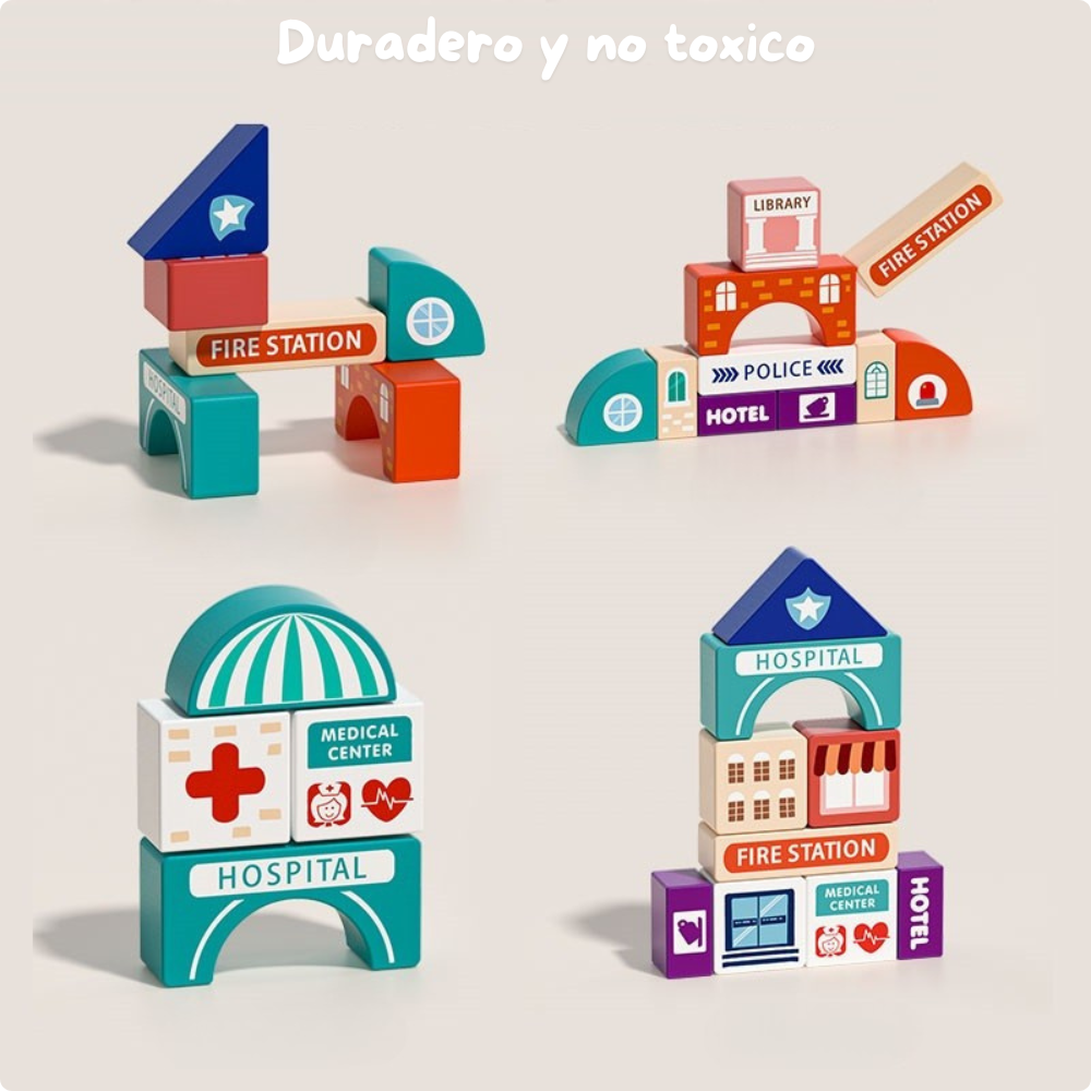 Ciudad de Madera 3 en 1 Juego de Construcci n y Transporte-3
