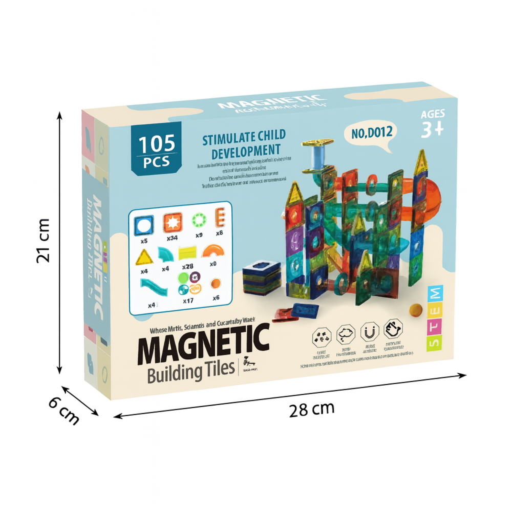 Set de Bloques Magn ticos con Rampas y Pelotas 105 Piezas-7