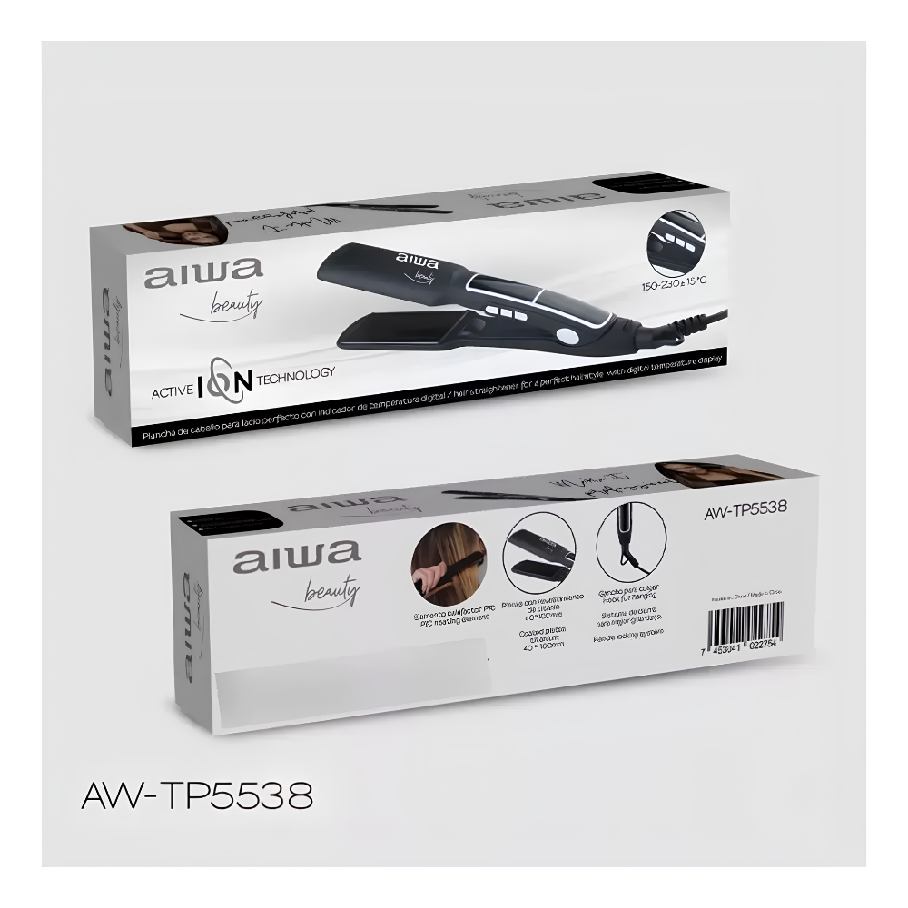 Plancha Alisadora de Cabello AIWA AW TP5538 Placas de Titanio Digital-5