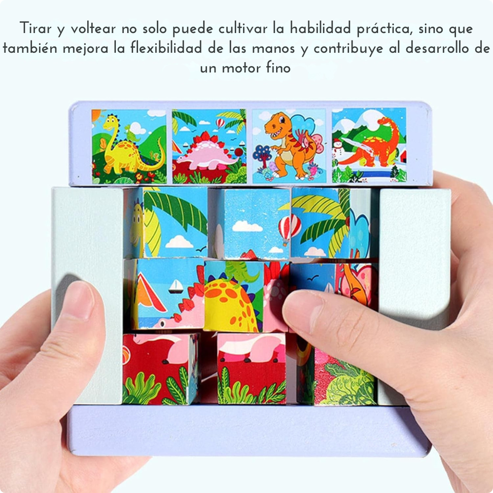 Rompecabezas de madera 6 caras – Dinosaurios y vehículos-3