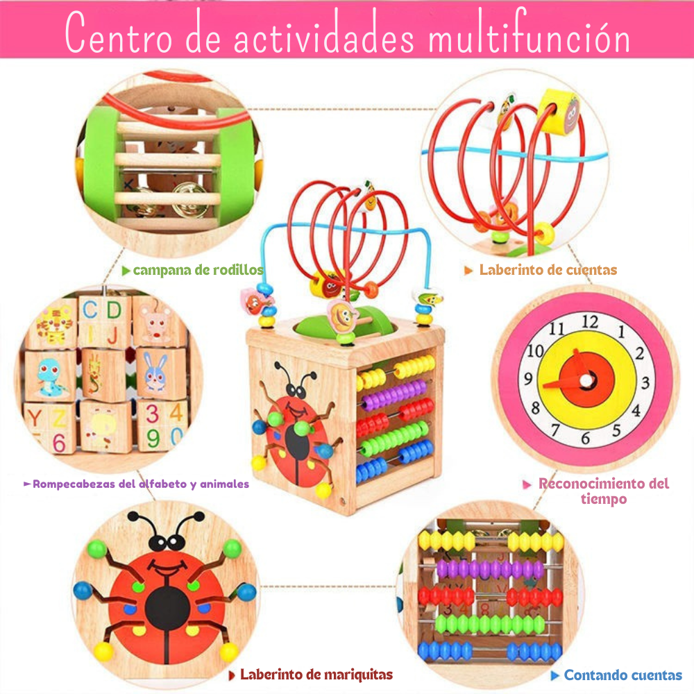 Cubo Didáctico de Madera 5 en 1 de Actividades Montessori-3