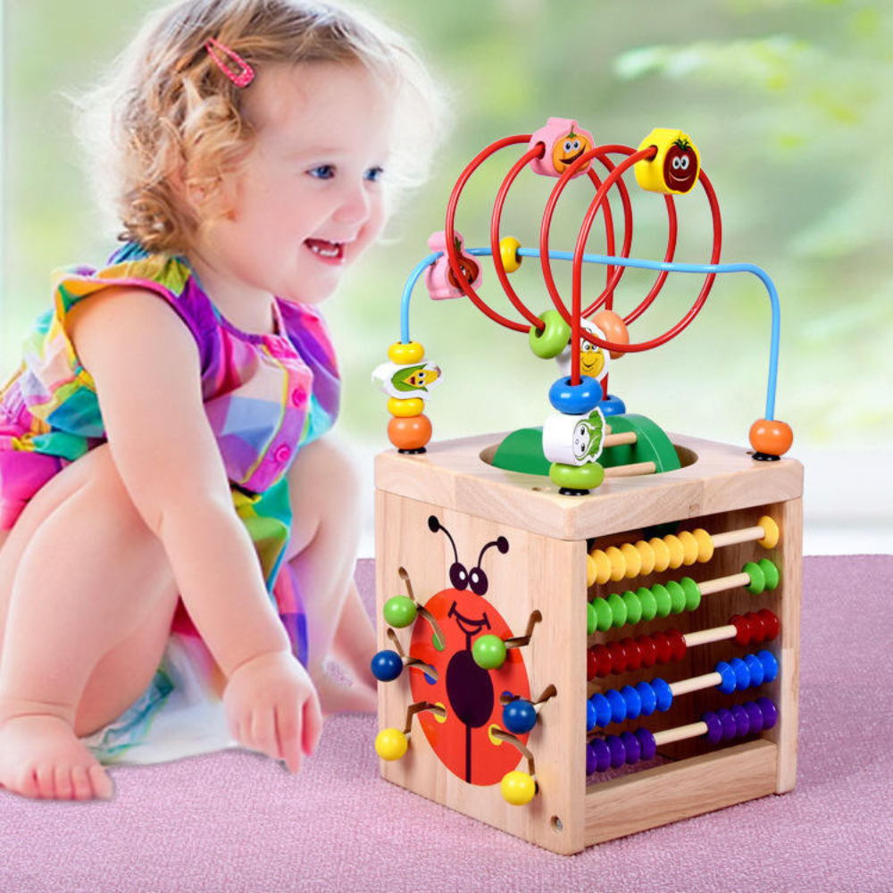Cubo Didáctico de Madera 5 en 1 de Actividades Montessori-5