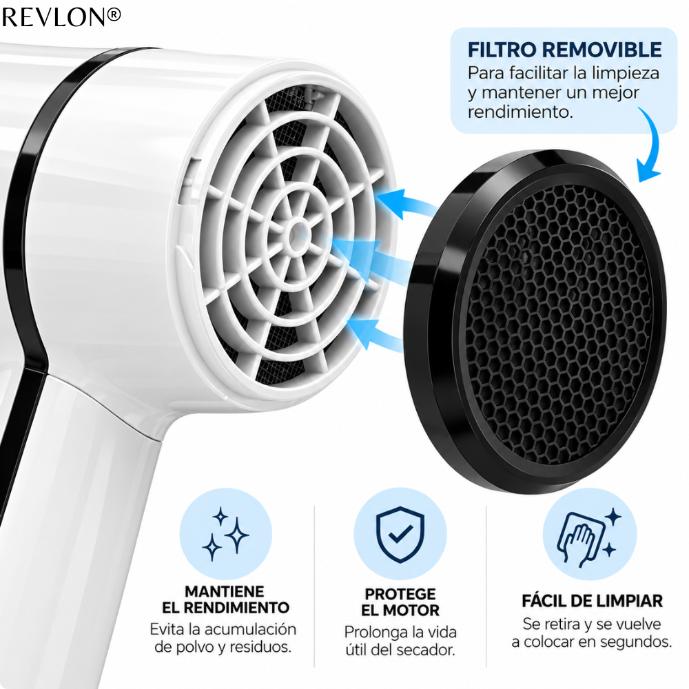 Secador Revlon Crystal Ionico 2000W Blanco-3