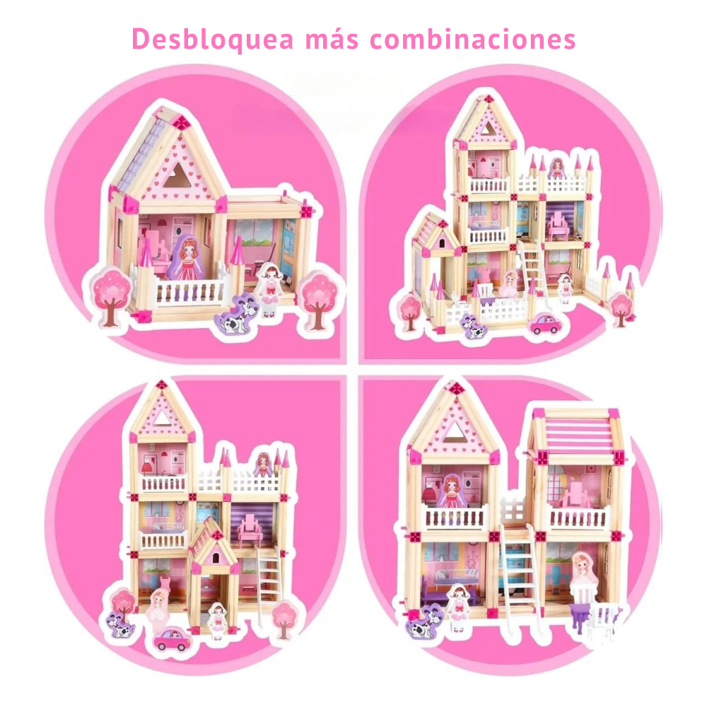 Casa de Mu ecas de Madera Construcci n y Juego Creativo-3