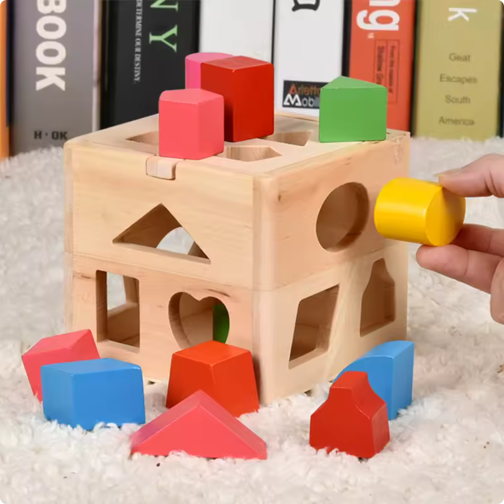 Cubo Clasificador de Figuras de Madera-3