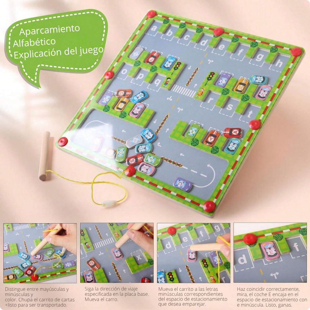Juego Montessori Estacionamiento Alfabético Magnético-4
