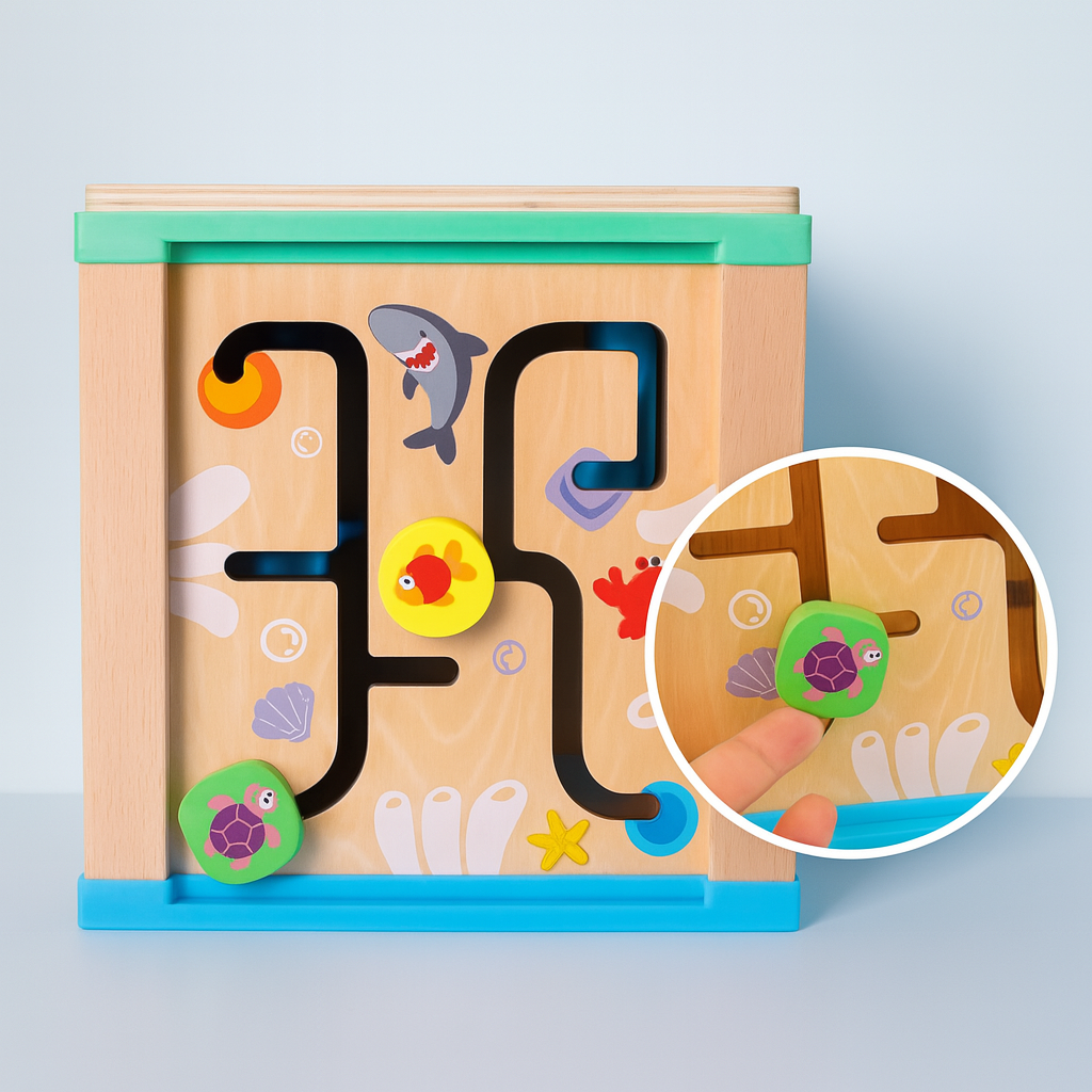 Cubo Didáctico de Madera Multifuncional  Juego Educativo Montessori-3
