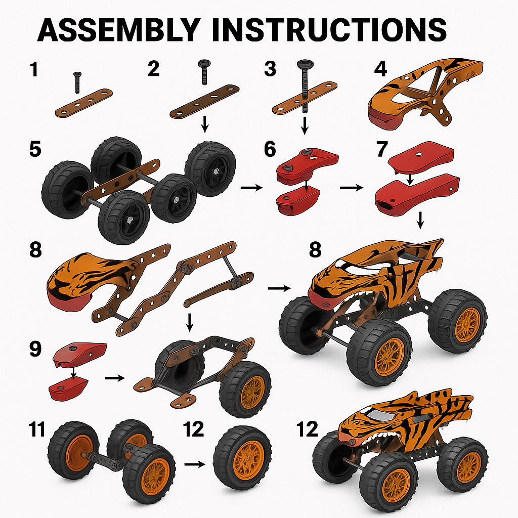 Monster Truck Tigre Met lico Personalizable 104 Piezas-5
