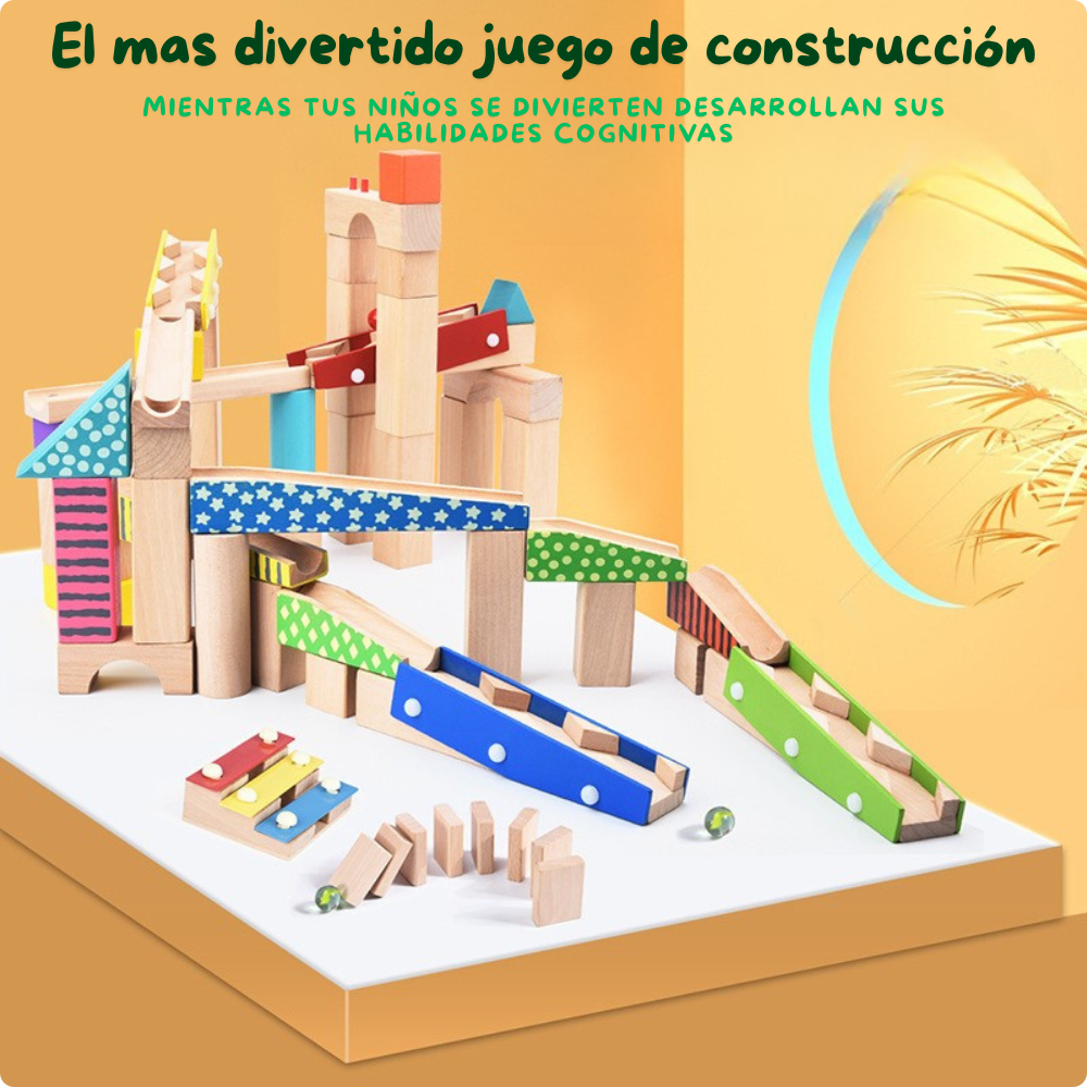 Circuito de Canicas de Madera Juego de Construcción-3