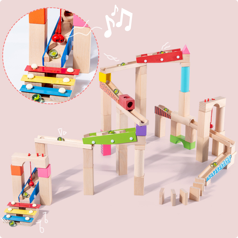 Circuito de Canicas de Madera Juego de Construcción-5