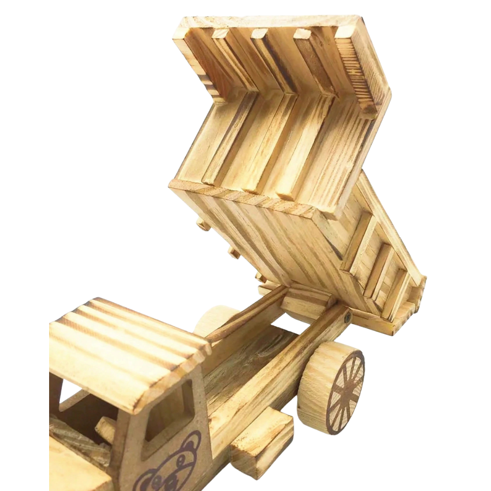 Camión Volquete de Madera con Diseño Infantil Artesanal-2