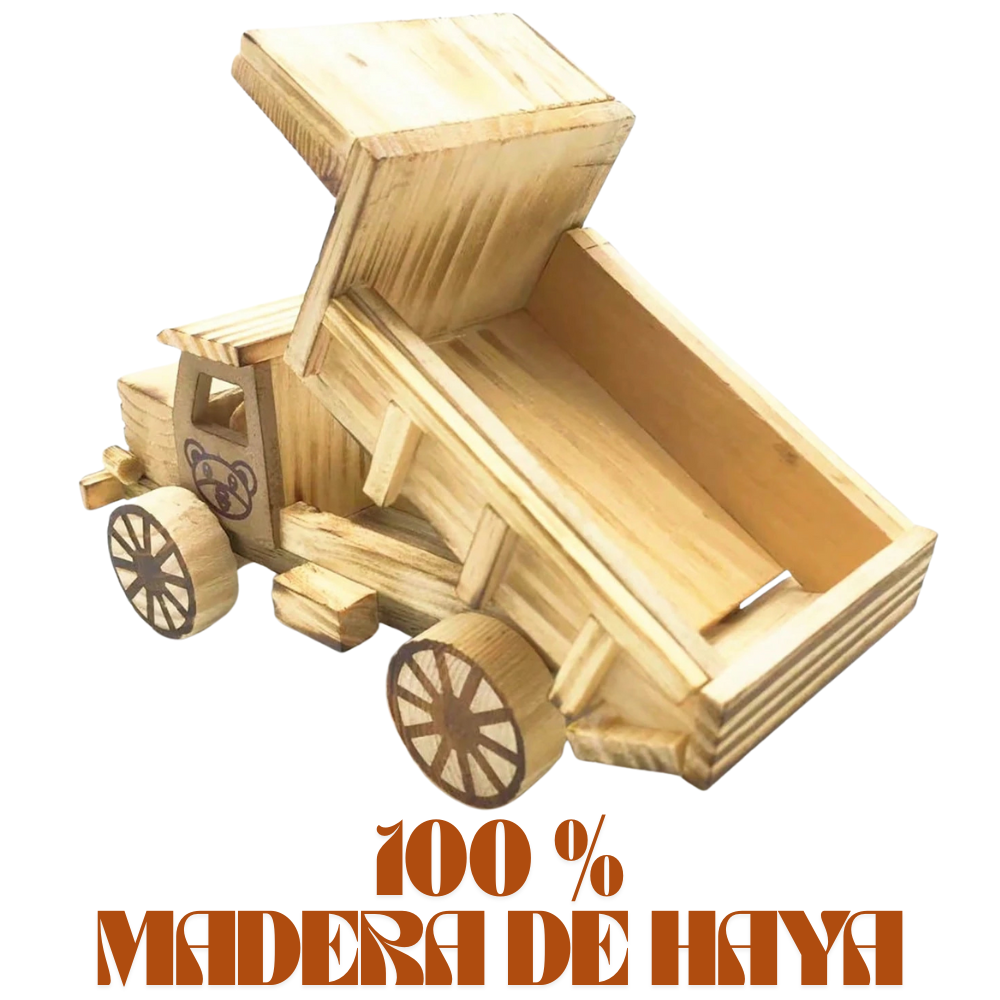 Camión Volquete de Madera con Diseño Infantil Artesanal-4